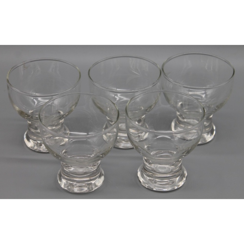 Vintage Wheat Etched Footed Drinking Glasses Clear Glass Goblets Set of 5 MCM
